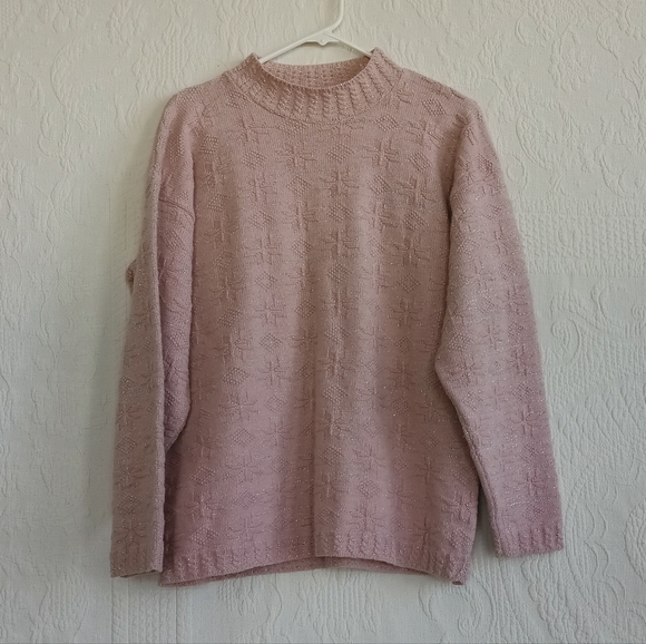 Bobbie Brooks Blush Pink Turtleneck Sweater With Sparkle Pastel Cute Soft Girl - Picture 9 of 9